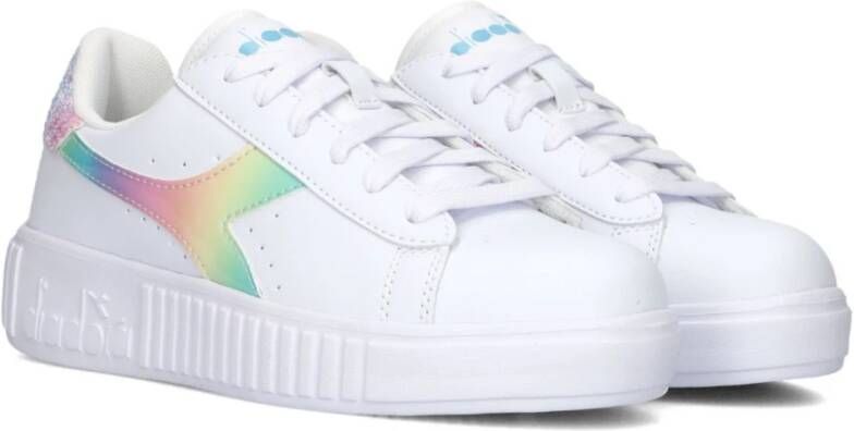 Diadora Regenboog Lage Top Sneakers Game Step Bloom White Dames