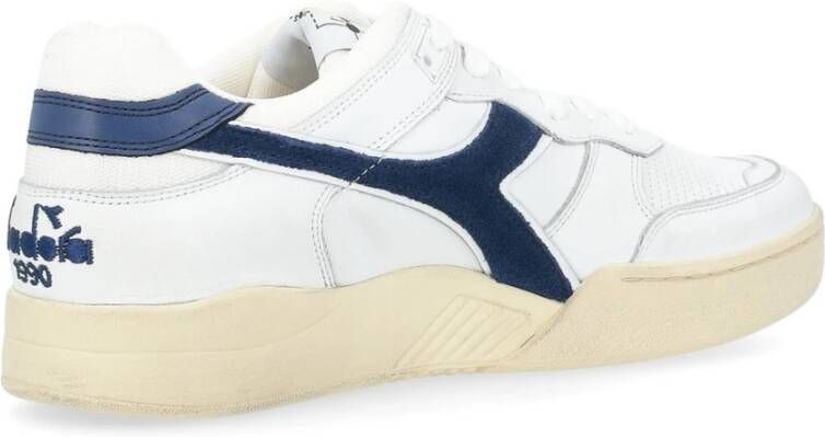 Diadora Retro Wit Blauw Leren Sneakers White Heren