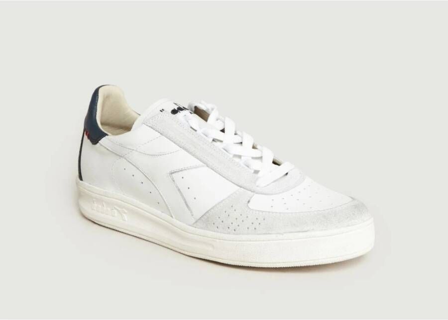 Diadora Witte Leren Hardloopschoenen met Grijs en Rood Detail White Heren