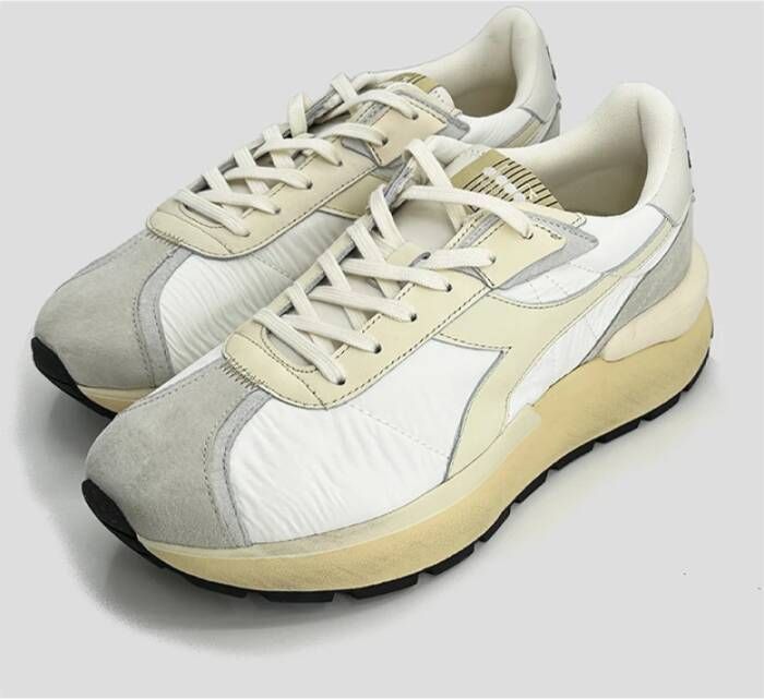 Diadora Witte Sneaker met Grijze Suède Neus White Heren