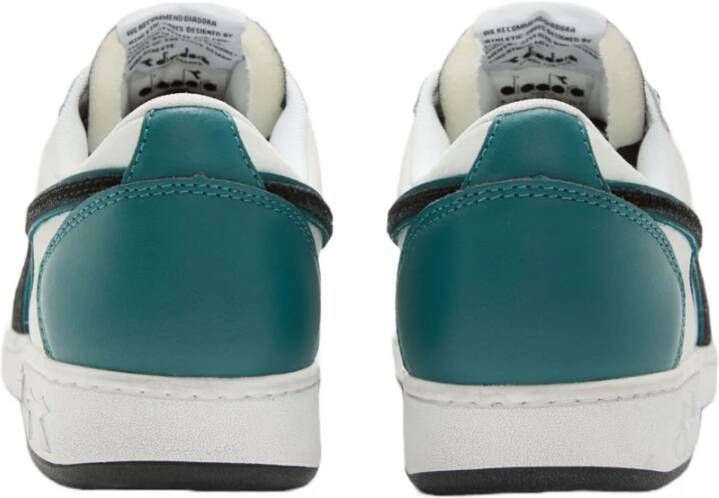 Diadora Witte Zwarte Blauwe Leren Sneakers Wit Dames