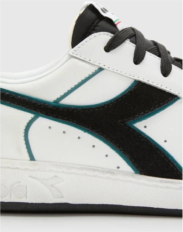 Diadora Witte Zwarte Blauwe Leren Sneakers Wit Dames