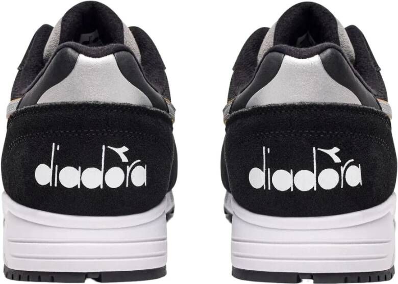 Diadora Zwarte Leren Lace-Up Sportieve Sneakers Black Dames