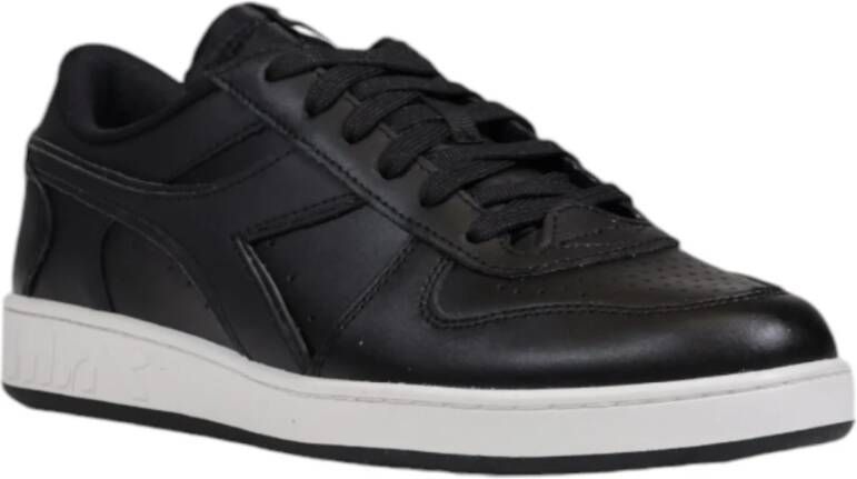 Diadora Zwarte Leren Sneakers met Rubberen Zool Black Heren