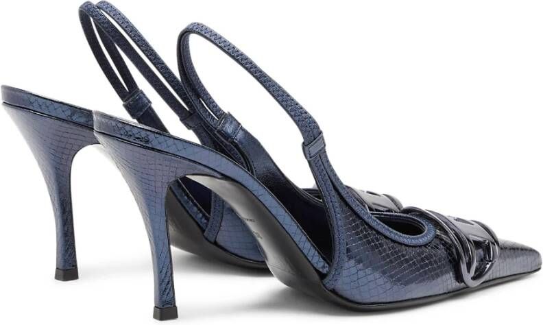 Diesel D-Venus Sb Patent snake-effect slingback pumps Blue Dames