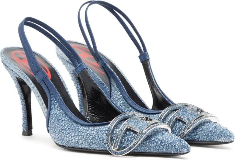 Diesel Denim slingback décolleté met distressed effect Blue Dames