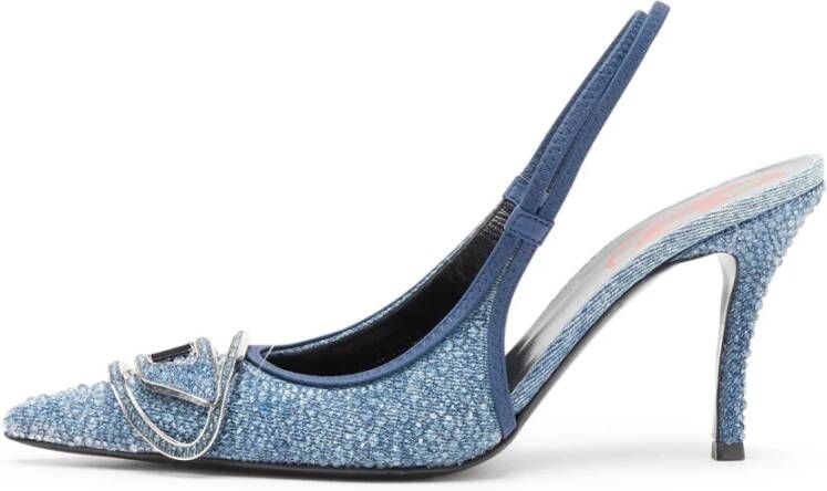 Diesel Denim slingback décolleté met distressed effect Blue Dames