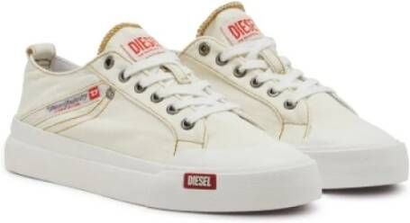 Diesel Denim sneakers met tabaksstiksels White Dames