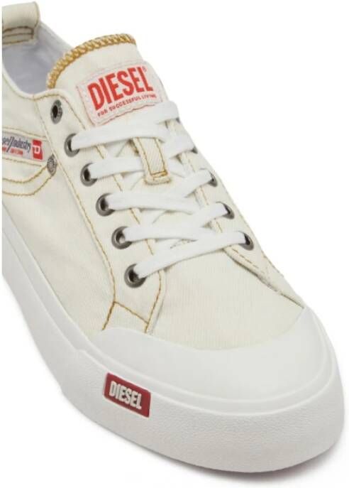 Diesel Denim sneakers met tabaksstiksels White Dames