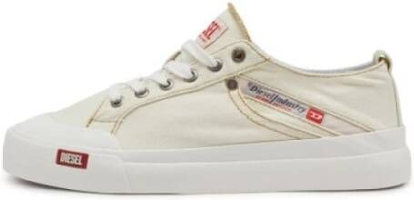 Diesel Denim sneakers met tabaksstiksels White Dames