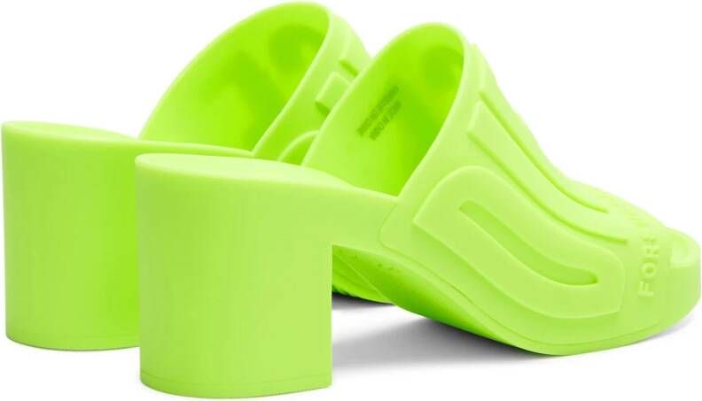 Diesel Gehakte neon rubberen zwembadslippers Green Dames