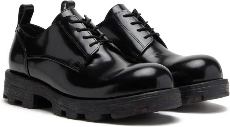 Diesel Glanzend Leren Veterschoenen Black Heren