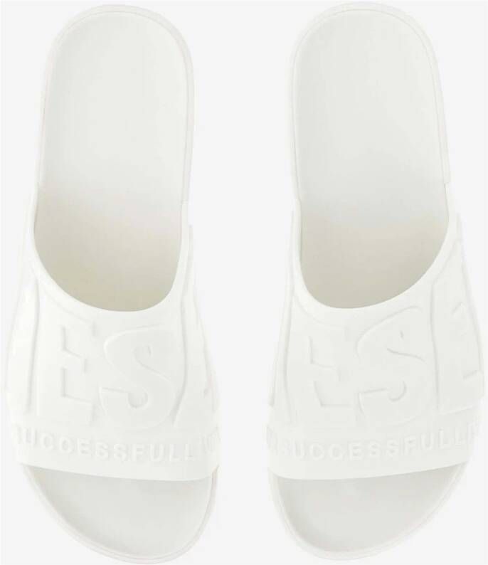 Diesel Heeled Mules White Dames