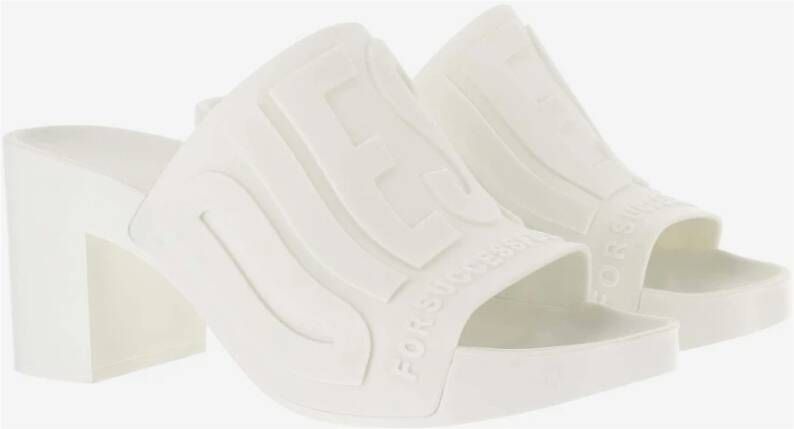 Diesel Heeled Mules White Dames