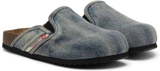 Diesel Indigo Blauw Slip-On Logo Voetbed Blue Heren