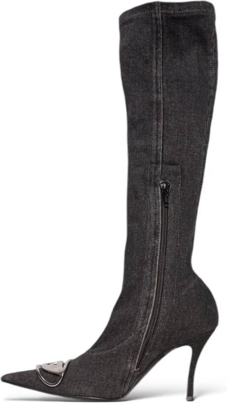 Diesel Kniehoge Denim Laarzen in T8013 Black Dames