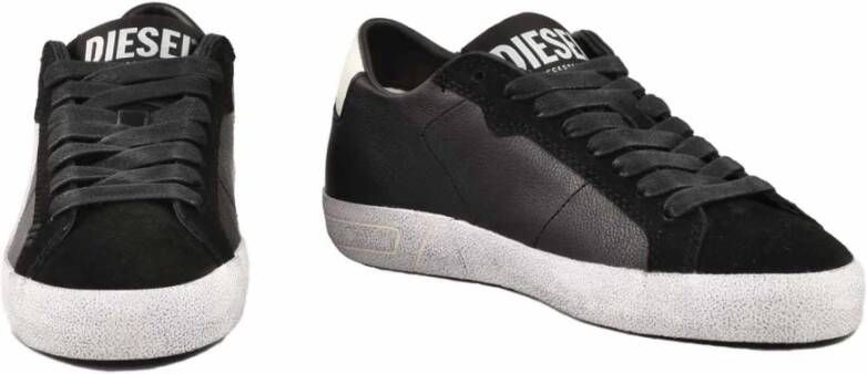 Diesel Leren Sneakers met Rubberen Zool Black Dames