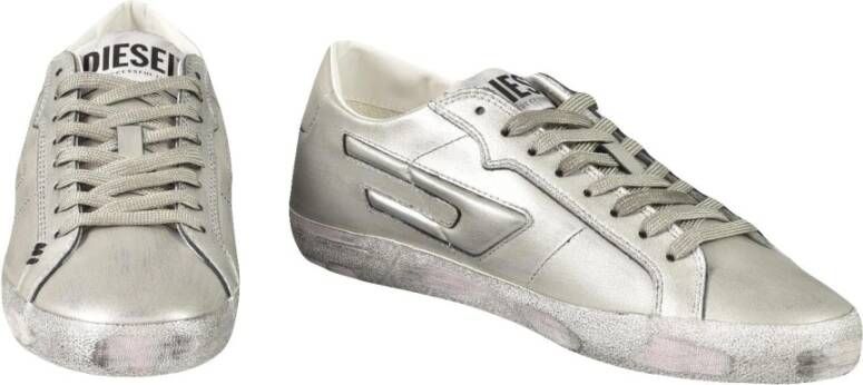 Diesel Leren Sneakers met Rubberen Zool Gray Dames