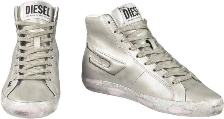 Diesel Leren Sneakers met Rubberen Zool Gray Dames