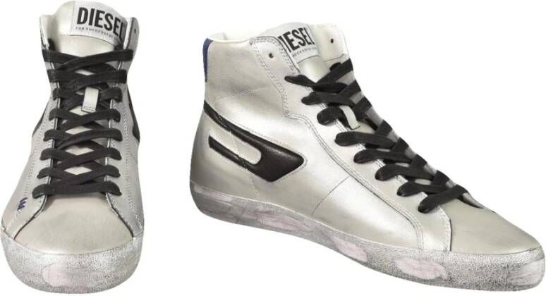 Diesel Leren sneakers met rubberen zool Gray Heren