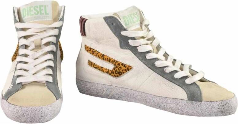 Diesel Leren Sneakers met Rubberen Zool White Dames