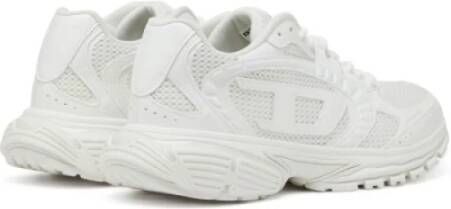 Diesel Mesh Textuur Sneakers Veters Rubberen Zool White Heren