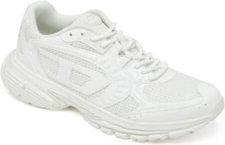 Diesel Mesh Textuur Sneakers Veters Rubberen Zool White Heren