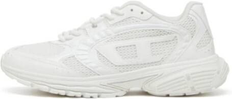 Diesel Mesh Textuur Sneakers Veters Rubberen Zool White Heren