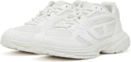 Diesel Mesh Textuur Sneakers Veters Rubberen Zool White Heren