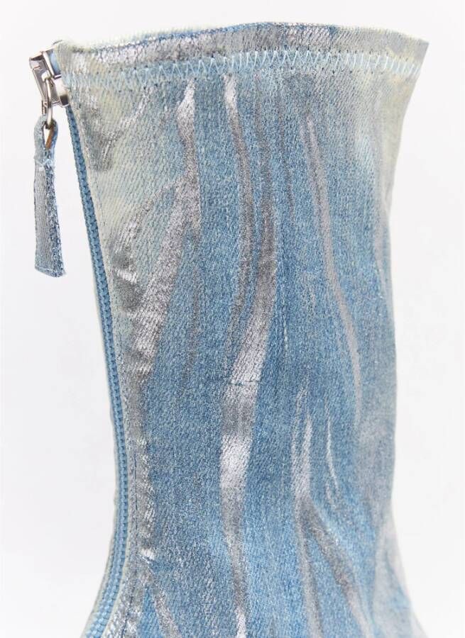 Diesel Metallic Detail Stretch-Denim Laarzen Blue Dames