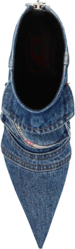 Diesel Puntige enkellaarsjes D-Venus Pocket LB Blue Dames