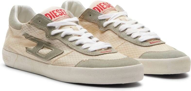 Diesel S-Leroji Low-top sneakers in mesh and suede Beige Heren