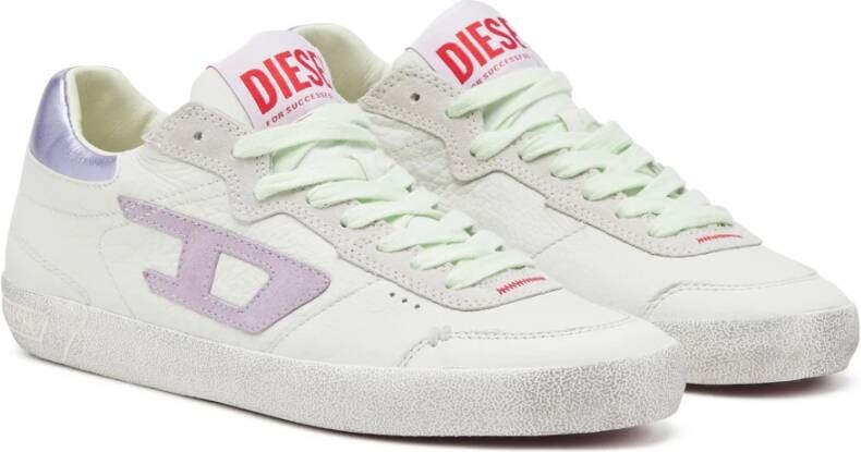 Diesel S-Leroji Low W Pastel leather and suede sneakers White Dames