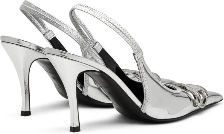 Diesel Spiegelende Slingback met Oval-D Logo Gray Dames