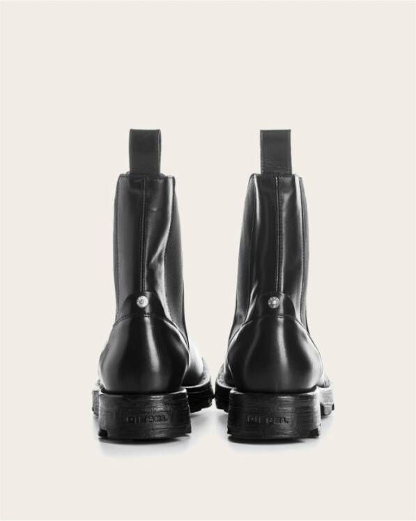 Diesel Stevige leren laarzen met rubberen zool Black Dames