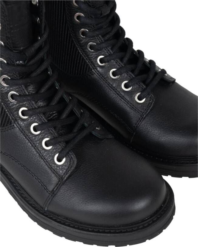 Diesel Stijlvolle Veterschoenen Werklaarzen Black Dames