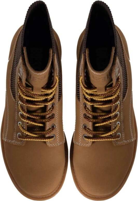 Diesel Stijlvolle Veterschoenen Werklaarzen Brown Dames