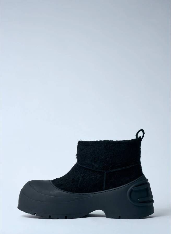 Diesel Suede Montone Laarzen met Chunky Zool Black Heren