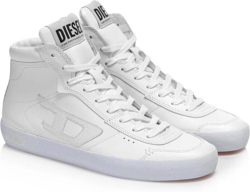 Diesel Witte Leren Mid-Top Sneakers White Heren