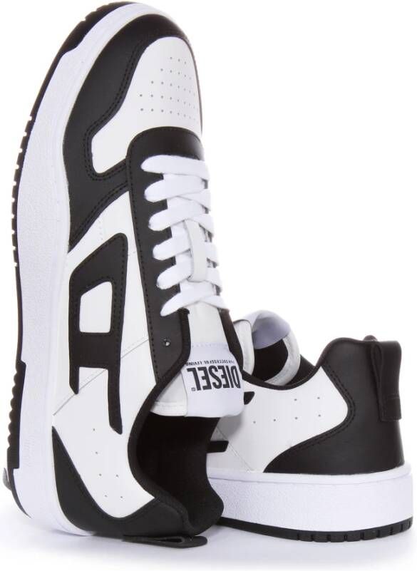 Diesel Zwart Wit Lage Trainers Mannen Black Heren