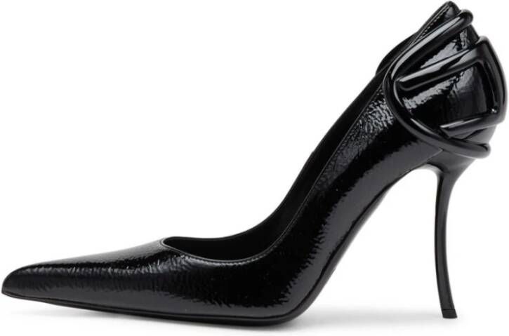 Diesel Zwarte Leren Stiletto Hak Schoenen Black Dames