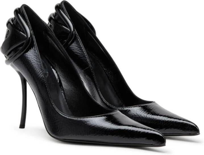 Diesel Zwarte Leren Stiletto Hak Schoenen Black Dames