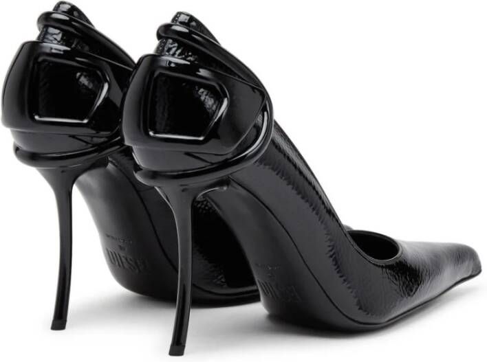 Diesel Zwarte Leren Stiletto Hak Schoenen Black Dames