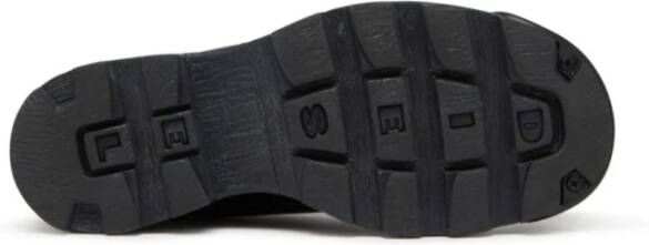 Diesel Zwarte Veterschoenen met Logo van Leer Black Heren