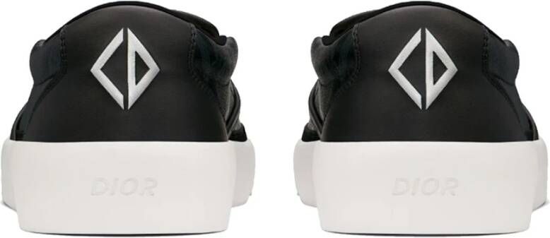 Dior Diamond Slip-On Canvas Sneakers Black Heren