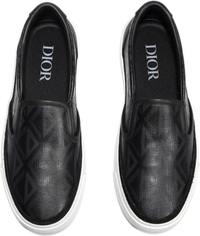 Dior Diamond Slip-On Canvas Sneakers Black Heren