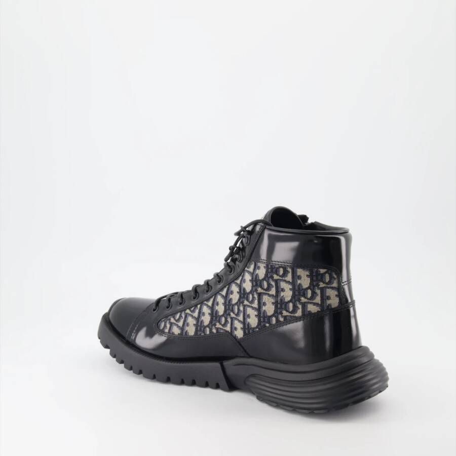Dior Gevechtslaarzen Zwart Beige Jacquard Black Heren