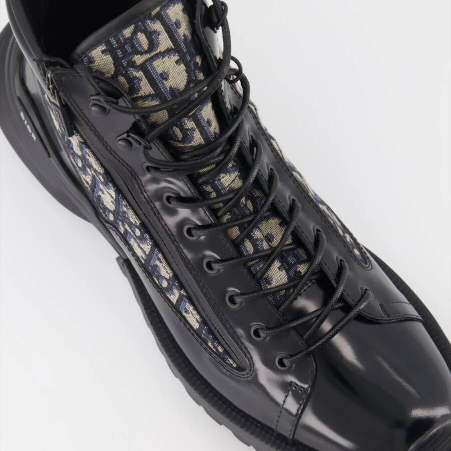 Dior Gevechtslaarzen Zwart Beige Jacquard Black Heren