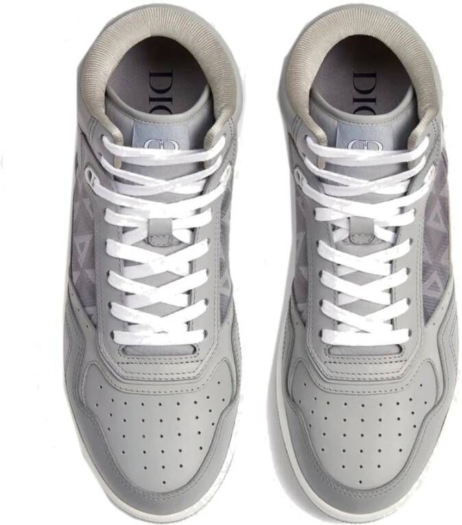 Dior Hoge Diamant Sneakers Vrouwen Leer Gray Dames