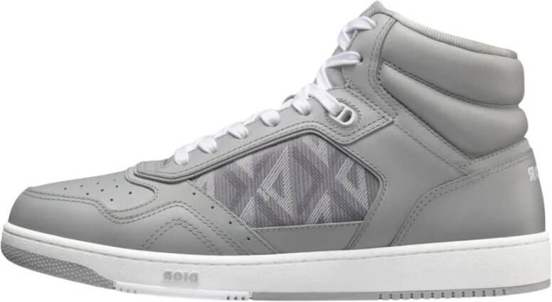 Dior Hoge Diamant Sneakers Vrouwen Leer Rubber Gray Dames